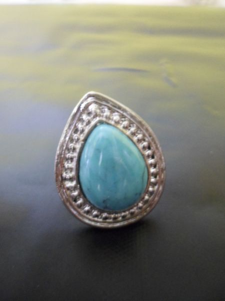 AG001 - Anel Prata Pedra Turquesa