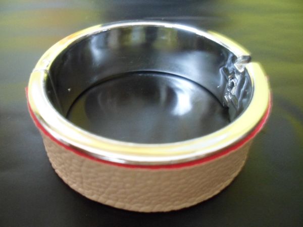 PS001 - Pulseira Couro Nude/Rosa